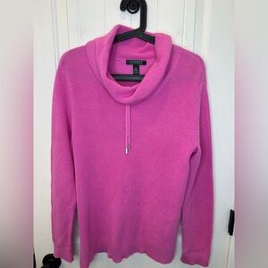 LAUREN Ralph Lauren Pink Cowl Neck Thermal Sweater L